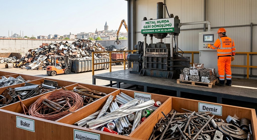 Çeşitli metal hurda türleri bir arada