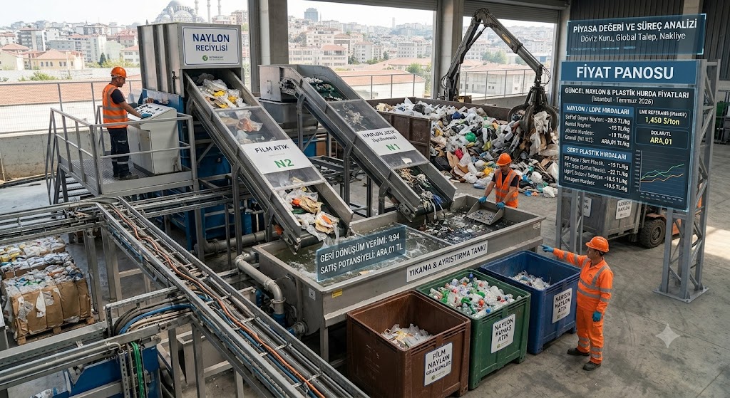 PET şişe ve naylon plastik hurdası balyaları